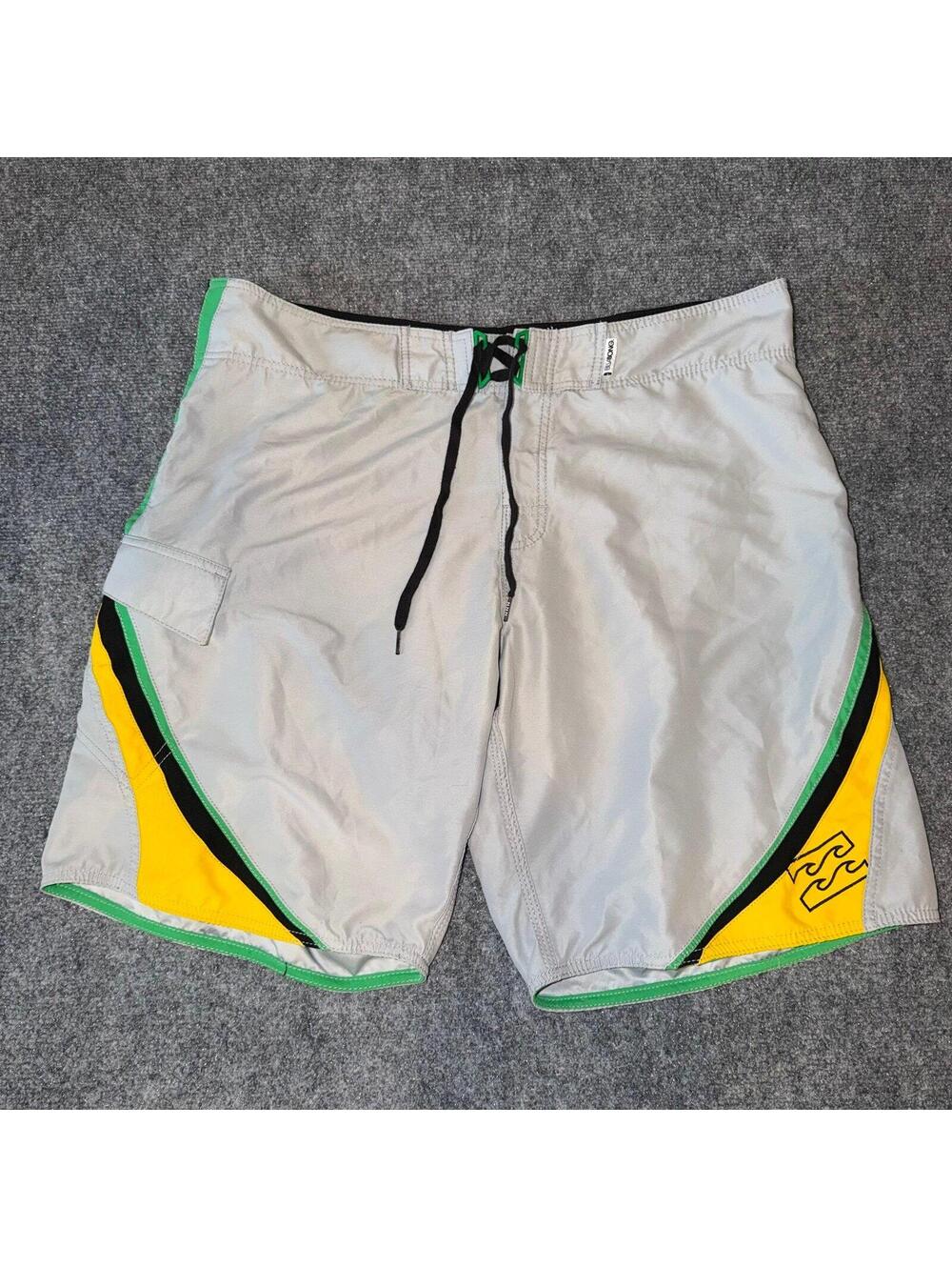 Billabong Grey Surf Board Shorts Mens 2XL Vtg y2k 90s Rare